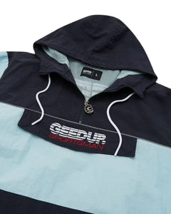 Geedup Sportsman Quarter Zip Anorak in Navy Sky Blue (Online)