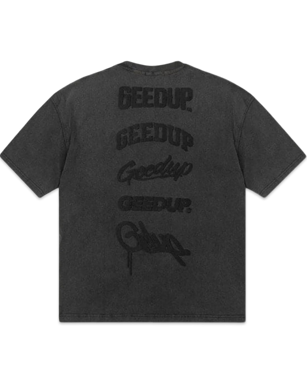 Geedup Stacked Logo T-Shirt in Vintage Washed Black (2024)