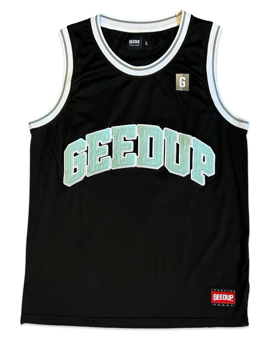 Geedup Team Logo B-Ball Jersey in Black and Teal (2021)