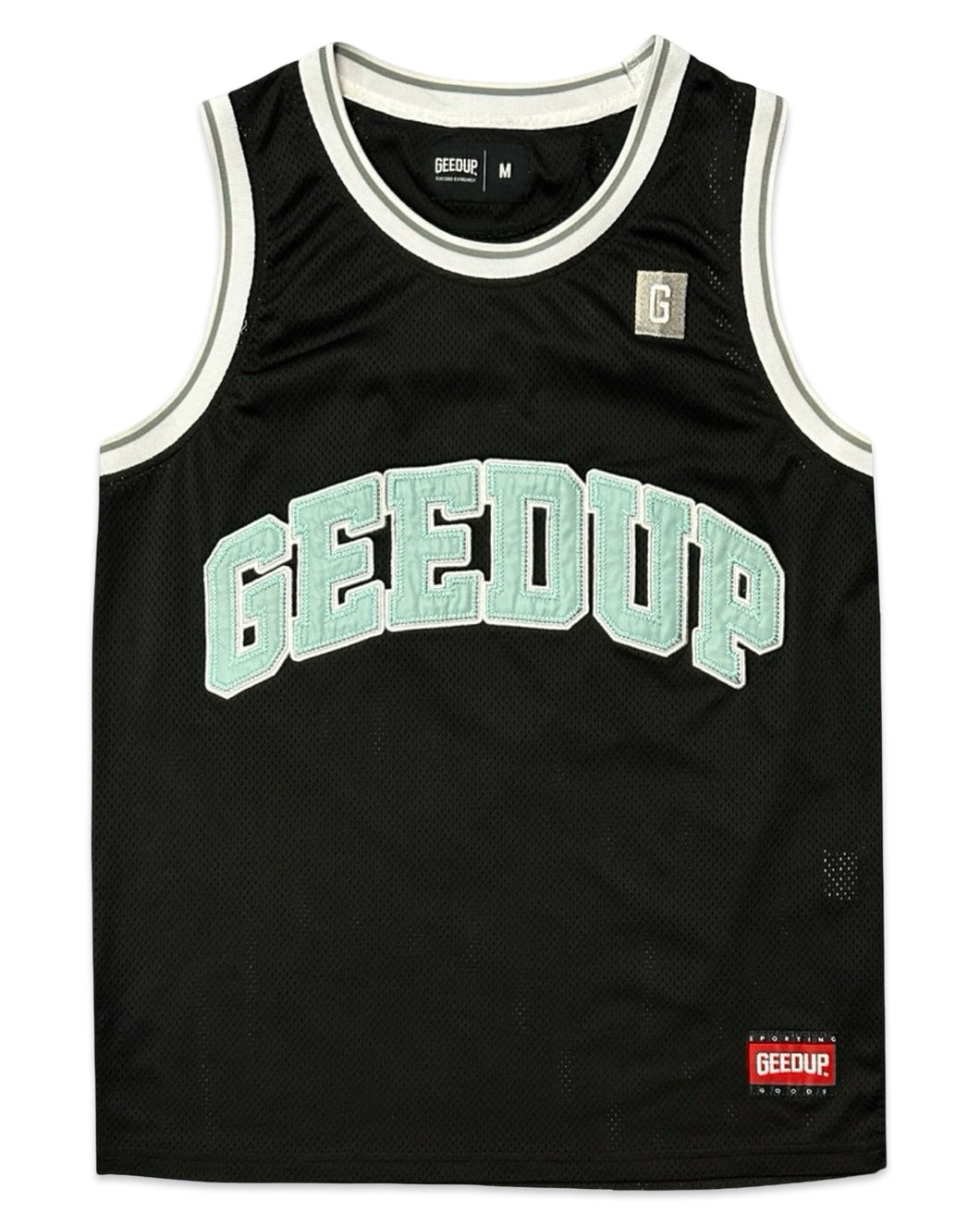 Geedup Team Logo B-Ball Jersey in Black and Teal (2021)