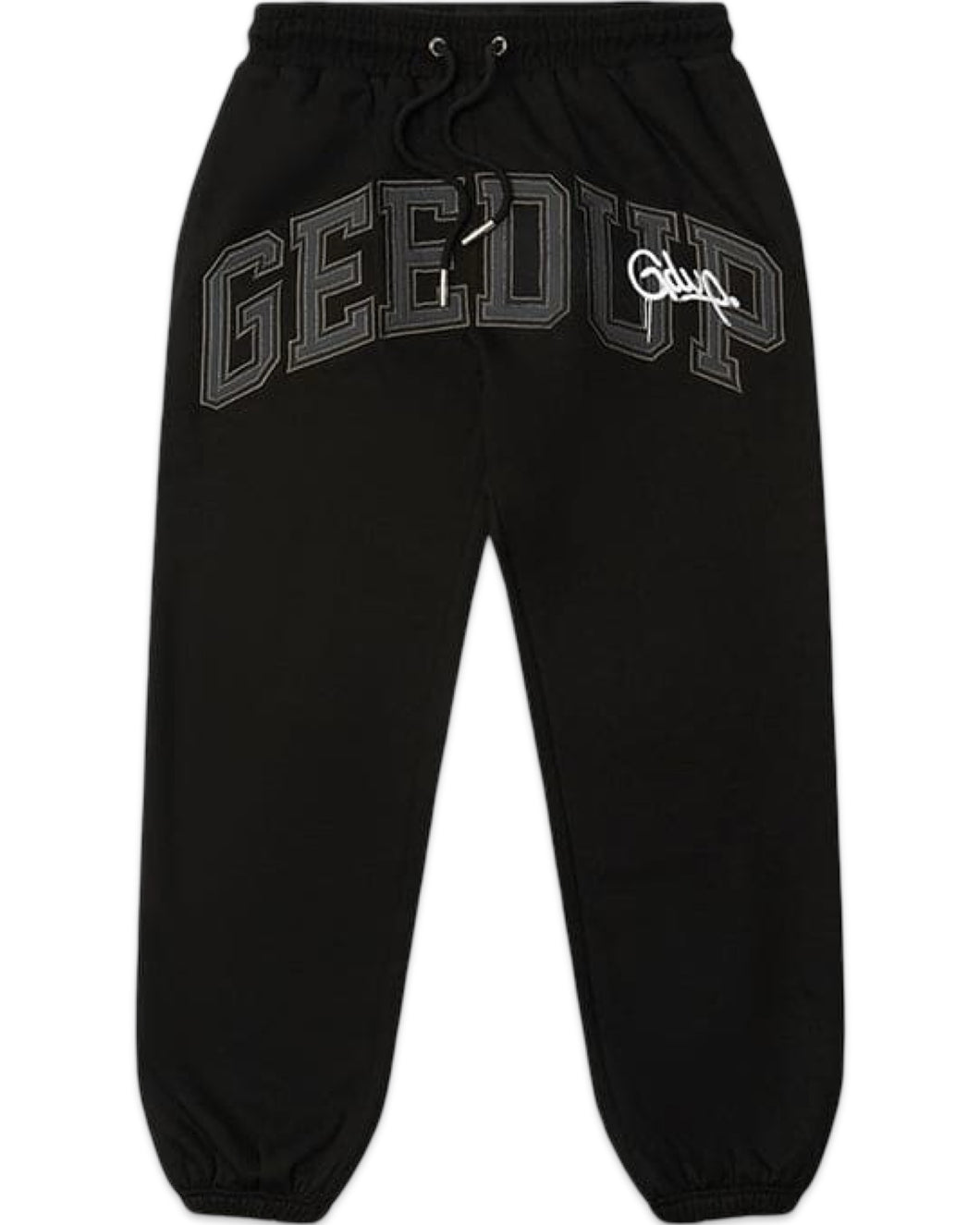 Geedup Team Logo Handstyle Trackpants in Black, Grey and White (Online Only)