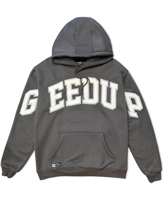Geedup Team Logo Hoodie in Asphalt Grey and White (2023)