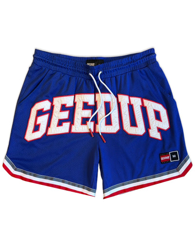 Geedup Team Logo Perforated Shorts in Blue