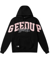 Load image into Gallery viewer, Geedup Team Logo Script Hoodie Black and Dusty Pink (2025)