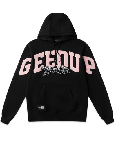 Geedup Team Logo Script Hoodie Black and Dusty Pink (2025)