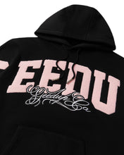 Load image into Gallery viewer, Geedup Team Logo Script Hoodie Black and Dusty Pink (2025)