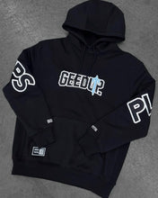 Load image into Gallery viewer, Geedup x Trapstar PFK Irongate Hoodie Black and Cool Blue (2025)