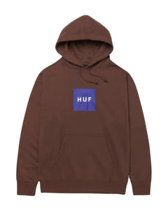 HUF Essential Box Logo Pull Over Hoodie in Brown