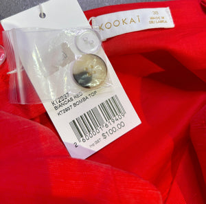 Kookai Bomba Linen Top in Biancas Red ⏐ Size 38 (AU10)