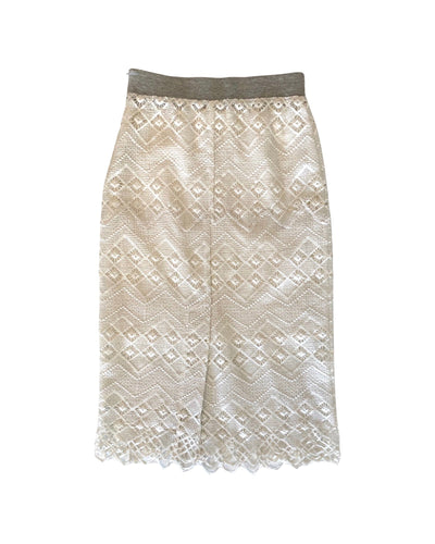 Flannel High Waist Pencil Skirt Lace White ⏐ Size 0