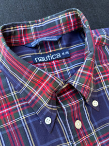 Nautica Vintage Plaid Short Sleeve Button Shirt  ⏐ Fits L