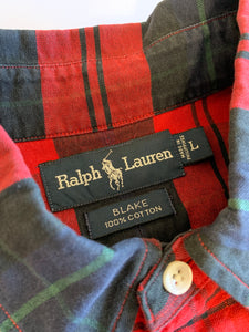 Ralph Lauren Vintage Polo Bear Long Sleeve Shirt Plaid ⏐ Size XL