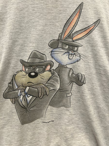 Warner Bros Vintage 1998 Bugs Bunny Tazzy Devil Short Sleeve T-Shirt Grey ⏐Size L