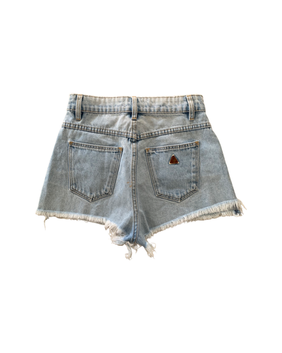 Abrand High Relaxed Distressed Denim Shorts in Blue ⏐ Size 8 (26