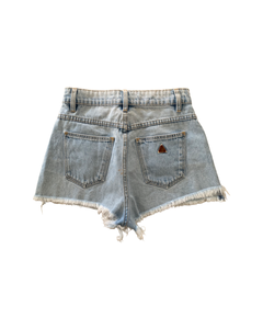 Abrand High Relaxed Distressed Denim Shorts in Blue ⏐ Size 8 (26")