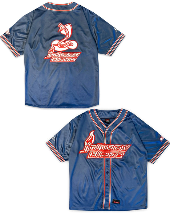 Johnny Blaze Vintage Baseball Jersey in Blue and Red (Y2K)