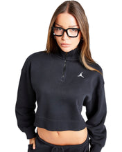 Load image into Gallery viewer, Jordan Brooklyn Fleece Quarter Zip Cropped Jumper Black