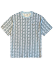 Load image into Gallery viewer, Lacoste Monogram T-Shirt blue organic cotton jersey TH2831HI0 with embroidered crocodile at Bisy Fremantle