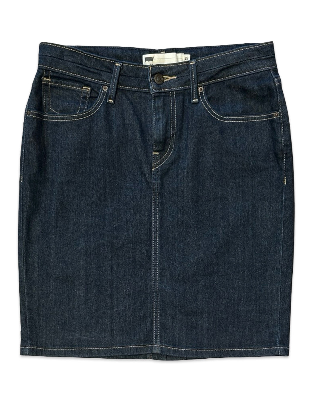 Levi's Denim Pencil Skirt in Dark Navy Blue Denim