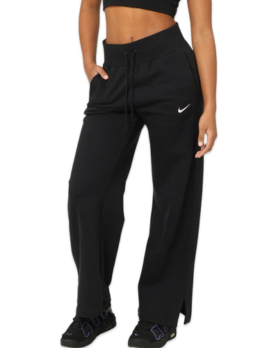 Nike NSW Phoenix Fleece High Waisted Wide Leg Sweat Pants in Black