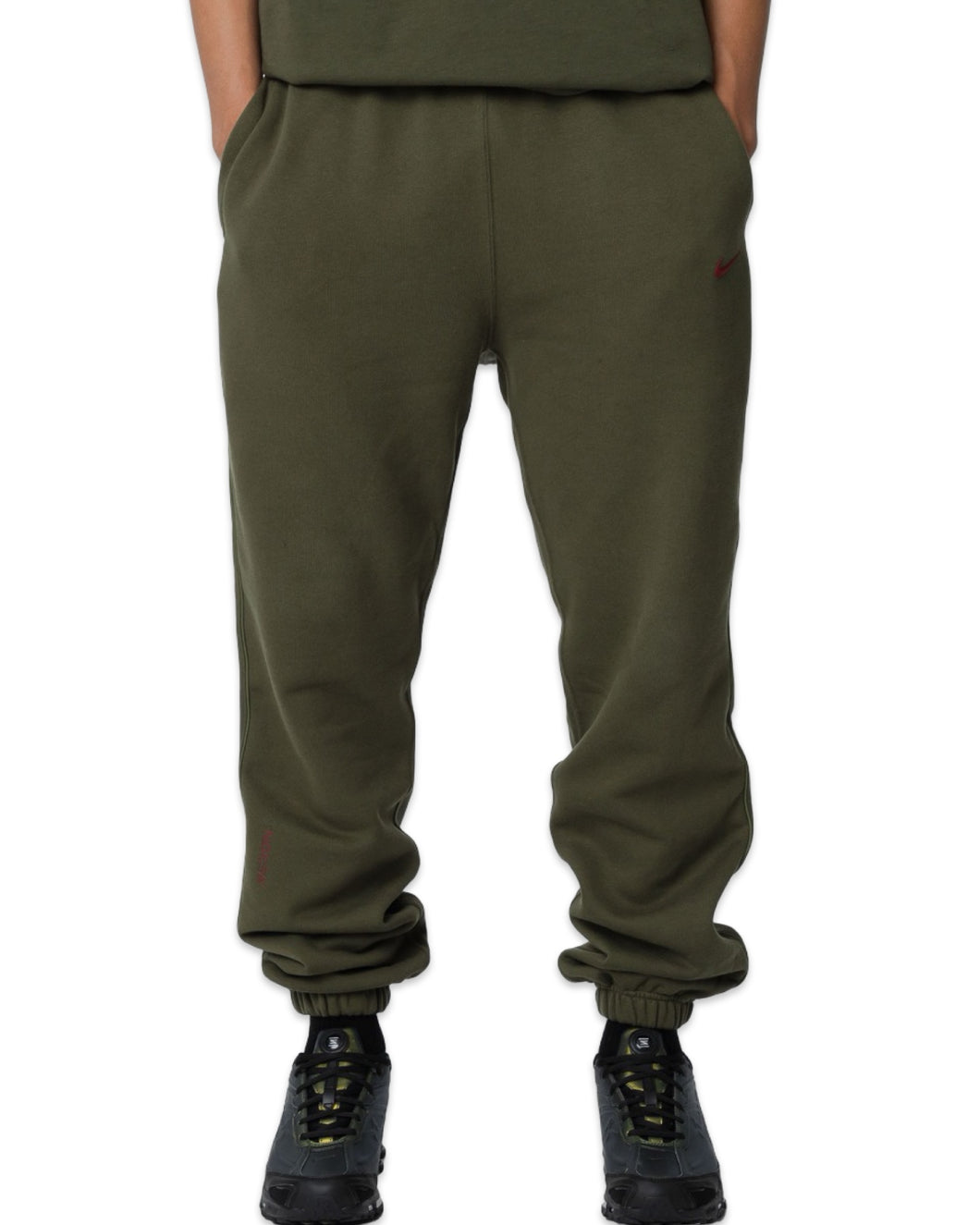 Nike x Nocta CS Fleece Sweatpants in Khaki and Team Red