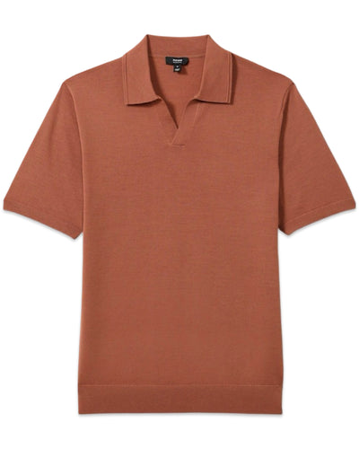 Reiss Duchie Merino Wool Open Collar Short Sleeve Polo Shirt