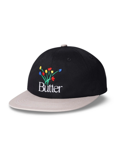Butter Goods Bouquet 6 Panel Hat in Black and Tan