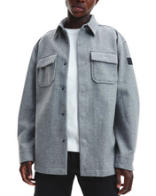 將圖片載入圖庫檢視器 Calvin Klein Oversized Faux Wool Long Sleeve Overshirt in Grey ⏐ Size XL