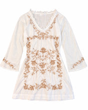 Load image into Gallery viewer, Sun 'N' Sand Embroidered Tunic Dress in White and Tan - 100% Authentic | Bisy Fremantle
