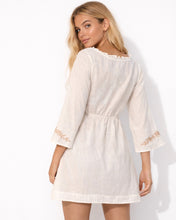 Load image into Gallery viewer, Sun 'N' Sand Embroidered Tunic Dress in White and Tan