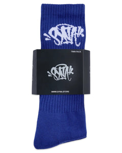 Syna World by Central Cee Twin Pack Socks in Blue and White