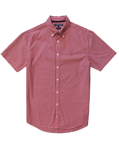 Tommy Hilfiger Short Sleeve Button Shirt in Red Check