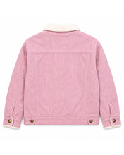 Load image into Gallery viewer, USED Denim Pink Corduroy Sherpa-Lined Jacket in Pink