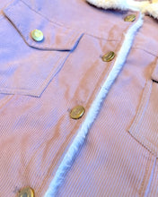 Load image into Gallery viewer, USED Denim Pink Corduroy Sherpa-Lined Jacket in Pink