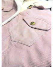 Load image into Gallery viewer, USED Denim Pink Corduroy Sherpa-Lined Jacket in Pink
