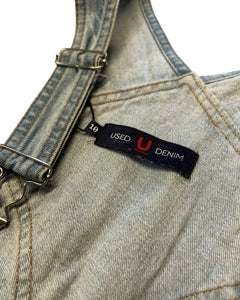 Used Denim Vintage Short Cargo Dungaree in Blue