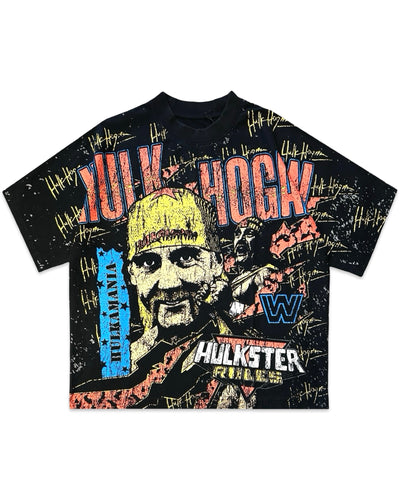 WWE x CK Hulk Hogan All Over Print T-Shirt in Black