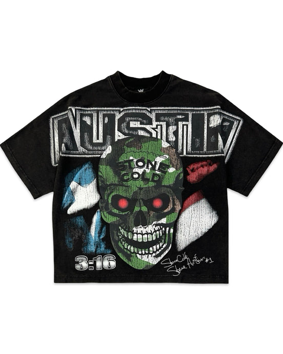 WWE x Loiter Stone Cold Steve Austin  Short Sleeve T-Shirt Black