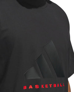 Adidas Basketball Short Sleeve Oversized T-Shirt in Black / Red - Bisy Clothing