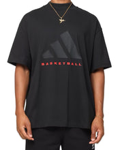 將圖片載入圖庫檢視器 Adidas Basketball Short Sleeve Oversized T-Shirt in Black / Red - Bisy Clothing