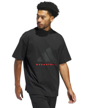 將圖片載入圖庫檢視器 Adidas Basketball Short Sleeve Oversized T-Shirt in Black / Red - Bisy Clothing