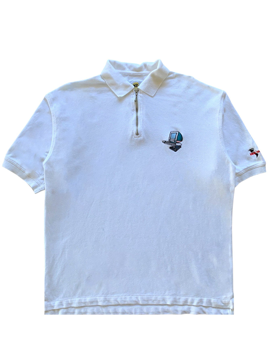 Apple Vintage iMac iOmega Short Sleeve Polo Shirt White ⏐ Size L - Bisy Clothing