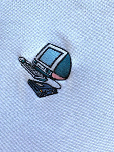 Apple Vintage iMac iOmega Short Sleeve Polo Shirt White ⏐ Size L - Bisy Clothing