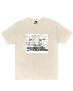 Burn Clothing Bomb Train Print Short Sleeve T-Shirt in Bone - Bisy Clothing