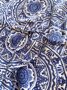 BY NICOLA Size 6 (AU) Geometric Playsuit in Blue / White 270123 - Bisy Clothing