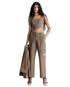 Calvin Klein Cotton Canvas Corset Sleeveless Top - Bisy Clothing