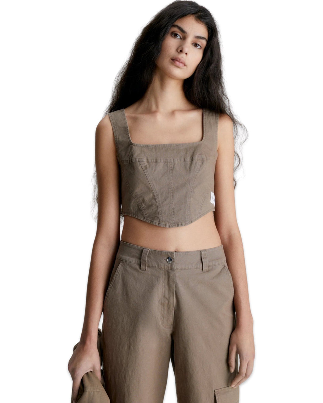 Calvin Klein Cotton Canvas Corset Sleeveless Top - Bisy Clothing