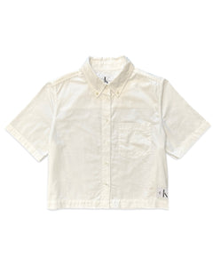 Calvin Klein Jeans Cropped Short Sleeve Shirt in White - Bisy Clothing