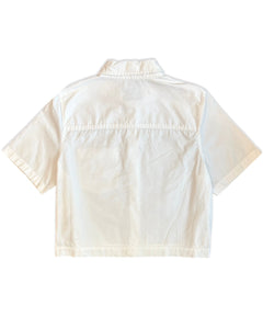 Calvin Klein Jeans Cropped Short Sleeve Shirt in White - Bisy Clothing