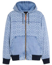 Load image into Gallery viewer, Coach NY Signature Denim Hooded Zip Up Jacket in Light Wash - Bisy Clothing